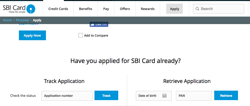 SBI Credit Card Status