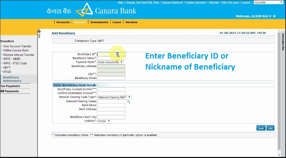 Canara Bank NEFT