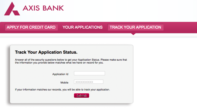 Axis Bank Credit Card Status